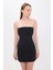 Kadın Detaylı İnce Askılı Mini Elbise Siyah 2