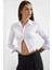Kadın Korseli Kemer Uzun Kollu Kırpılmış Gömlek White 1