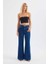 Kadın Yüksek Bel Düz Bacaklı Kot Pantolon Koyu Mavi Denim 1