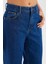 Kadın Yüksek Bel Düz Bacaklı Kot Pantolon Koyu Mavi Denim 5