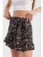 Kadın Kemer Detaylı Çiçek Desenli Yüksek Bel Şort Siyah 4