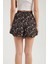 Kadın Kemer Detaylı Çiçek Desenli Yüksek Bel Şort Siyah 5