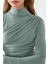 Kadın Dik Yaka Büzgü Detaylı Sandy Bluz Green 3