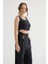 Kadın Kare Yaka Korse Crop Top Siyah 2