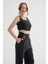 Kadın Kare Yaka Korse Crop Top Siyah 3