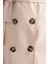 Kadın Kemerli Düğmeli Trençkot Fildişi Doğal 5