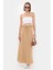 Kadın Yüksek Bel Detaylı Kordonlu Maxi Etek Brown 1