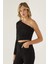 Kadın Tek Kollu Triko Üst Black 1