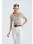 Kadın Kare Yaka Temel Crop Top Grey 2