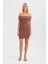 Kadın Omuzları Açık Mini Vücut Şekillendirici Elbise Mocha Kahvesi 1