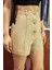 Kadın Yüksek Bel Düğmeli Şortlar Natural 4