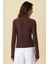Kadın Dik Yaka Büzgü Detaylı Sandy Bluz Brown 3