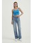 Kadın Askılı Crop Basic Kısa Bluz Blue 1