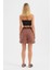 Kadın Pamuklu Yüksek Bel Cep Detaylı Şortlar Brown 4