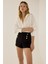 Kadın Altın Düğme Detaylı Siyah Şort Siyah 1