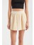 Kadın Yüksek Bel Büzgülü Mini Etek Natural 4
