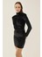 Kadın Vatkalı Kadife Mini Elbise Black 3