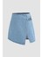 Kadın Yüksek Bel Denim Şort Etek Maya Mavisi 5
