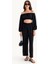 Kadın 2 Parça: Off Shoulder Balon Kollu Crop Top & Orta Yüksek Bel Düz Bacak Pantolon Black 1