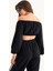 Kadın 2 Parça: Off Shoulder Balon Kollu Crop Top & Orta Yüksek Bel Düz Bacak Pantolon Black 4