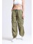 Kadın Açık Mavi Kot Orta Bel Lastikli Paraşüt Pantolon Haki Yeşil 1