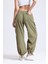 Kadın Açık Mavi Kot Orta Bel Lastikli Paraşüt Pantolon Haki Yeşil 3