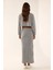 Kadın Düşük Bel Örme Bodycon Maxi Etek Gri 5