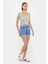 Kadın Yuvarlak Yaka Crop Top Green 3