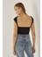 Kadın Sırtı Açık Crop Top Black 1
