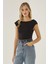 Kadın Sırtı Açık Crop Top Black 6