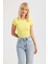 Kadın Yuvarlak Yaka Çapraz Arka Kısa Kollu Crop Top Yellow 4