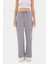 Kadın Elastik Bel Detaylı Yüksek Bel Düz Bacak Pantolon Grey 4