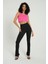 Kadın Yaka Detaylı Fermuarlı Fitilli Örme Crop Top Pembe 1
