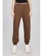 Kadın Orta Yükseklikte Elastik Bel Jogger Pantolonlar Kahverengi 1
