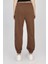 Kadın Orta Yükseklikte Elastik Bel Jogger Pantolonlar Kahverengi 2