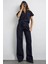Kadın Yüksek Bel Geniş Paça Ham Kot Pantolon Koyu Mavi Denim 1