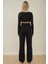 Kadın Cırt Cırt Kapamalı Yüksek Bel Pileli Wide Leg Pantolon Black 4
