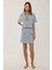 Kadın Düğme Detaylı Mini Tüvit Etek Maya Mavisi 1