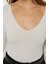 Kadın Dar Fit V Yaka Uzun Kollu Bluz Grey 5