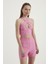 Kadın Sırtı Kesik Halter Crop Top Pink 2