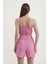 Kadın Sırtı Kesik Halter Crop Top Pink 4