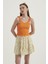 Kadın V Yaka Fermuarlı Crop Top Orange 3