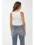 Kadın Düğme Detaylı Crop Üst White 6
