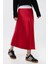 Kadın Yüksek Bel Saten Midi Etek Red 2