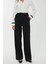 Kadın Yüksek Bel Şeritli Düz Paça Pantolon Black 2