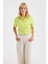 Kadın Düz Cepli Kısa Kollu Temel Gömlek Limon Yeşili 2