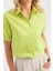Kadın Düz Cepli Kısa Kollu Temel Gömlek Limon Yeşili 4