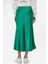 Kadın Yüksek Bel Saten Midi Etek Çam Yeşili 5
