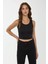 Kadın Düğme Detaylı Crop Üst Black 2