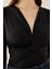Kadın V Yaka Uzun Kollu Slim Fit Bodysuit Black 4